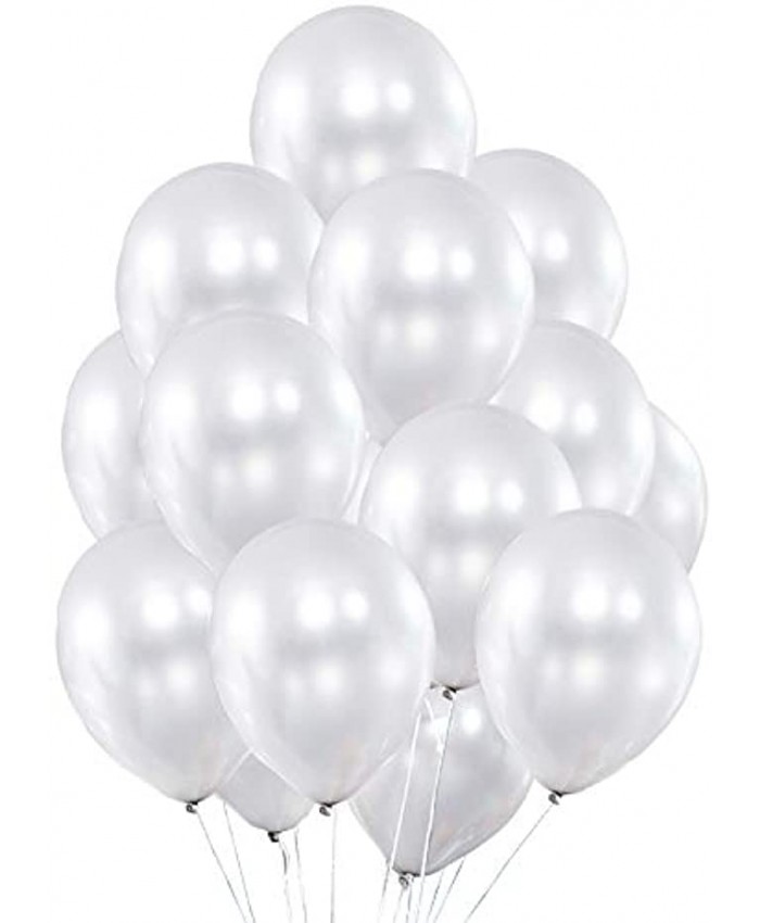 Fayoo Pearlized White Balloons 12 Inches Shining Latex Party Balloons for Party Decorations Baby Shower Christmas Decorations Birthdays Bridal Shower Valentine’s Day Graduation 100 pcs 3.2g