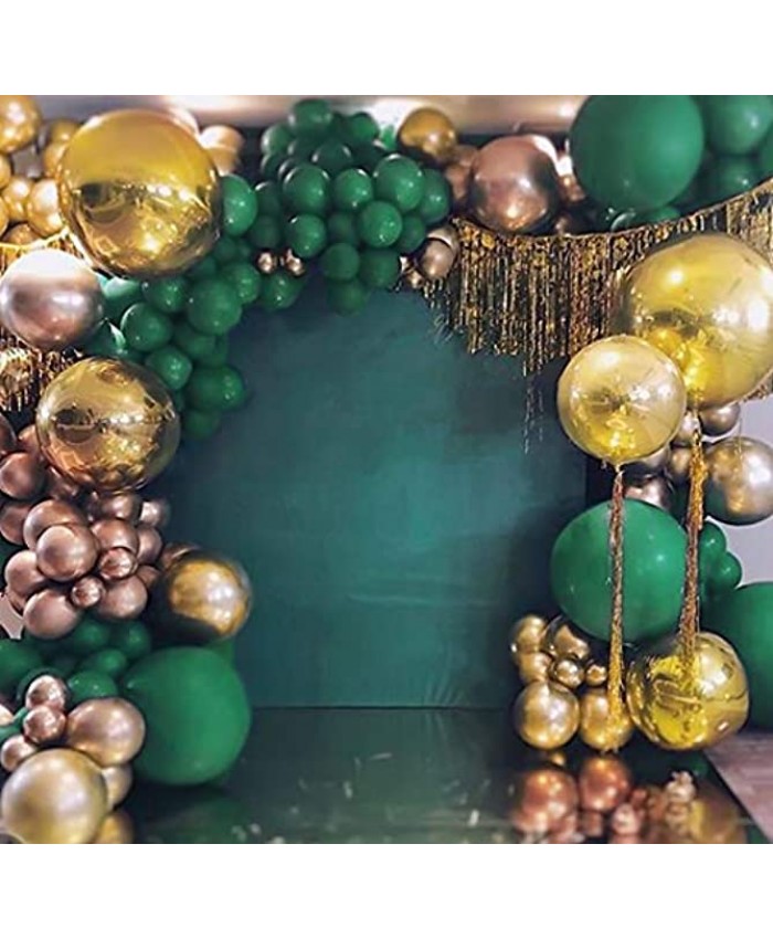 Gold Green Balloon Arch Garland Kit-Dark Green Balloon Metallic Gold Balloon 155Pcs for Birthday,Gender Reveal,Baby Shower,Wedding,Graduation,Christmas and Holiday Party Decoration.