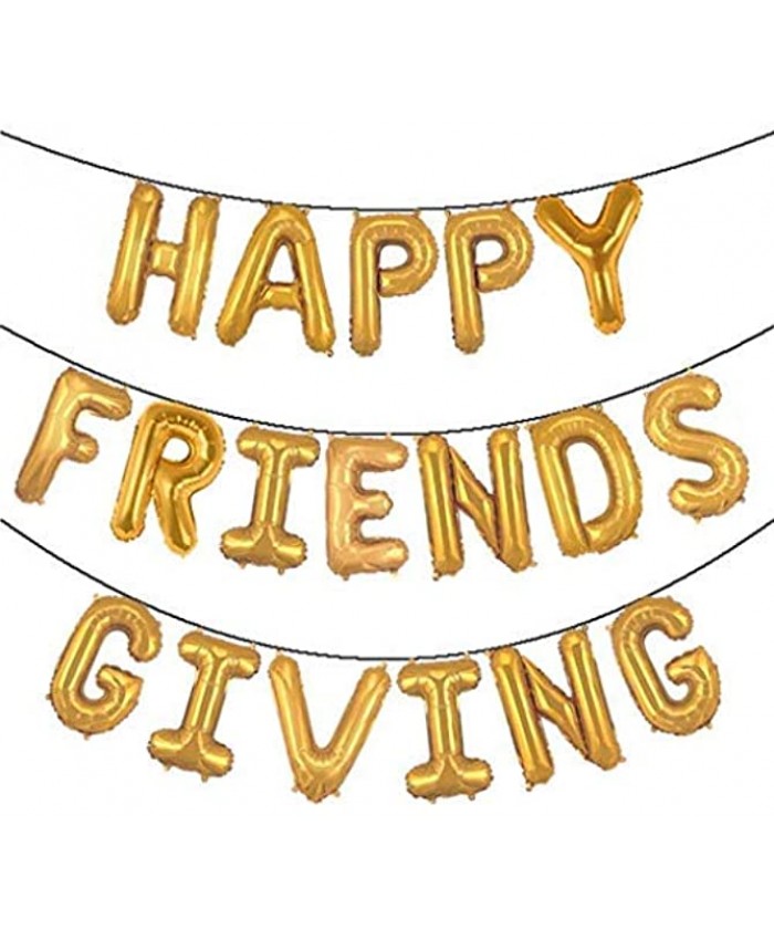 Happy Friendsgiving Mylar Balloon Kit in Gold for Thanksgiving Parties with Friends Work or Family