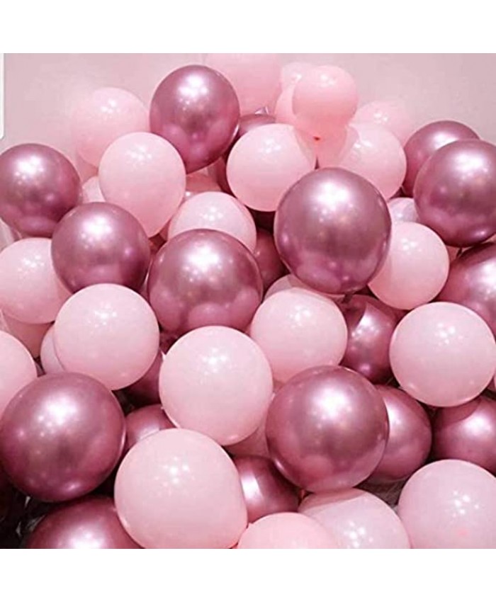 Light Pink and Mauve Balloons 50PCS 12 Inch Latex Balloons and 5PCS Pink Ribbons for Party Decorations