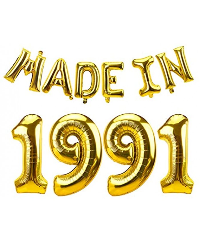 Luxiocio Made in 1991 Balloons 30th Birthday Party Decorations Happy 30th Birthday Balloons Banner Supplies for Him & Her Gold Happy 30 Years Old Birthday Party Photo Backdrops Décor
