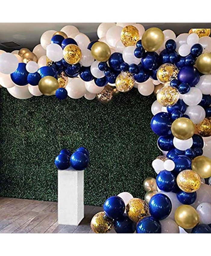 OuMuaMua 129Pcs Navy Blue Gold Balloon Arch Garland Kit Navy White Gold Confetti Balloons with Balloon Accessories for Graduation Party Baby Shower Wedding Birthday Class of 2020 Prom Decorations