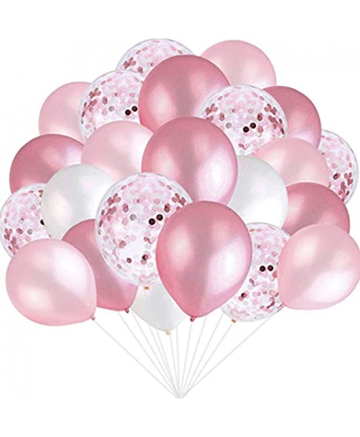 Pink and White Balloons Pink Confetti Balloons White Balloons Total 90 pcs Latex Party Balloons for Hen Party Wedding Baby Shower Birthday Party Decoration