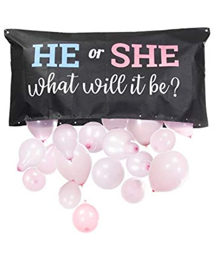 Pop Fizz Designs | Gender Reveal Balloon Drop Bag | He or She What Will it Be?