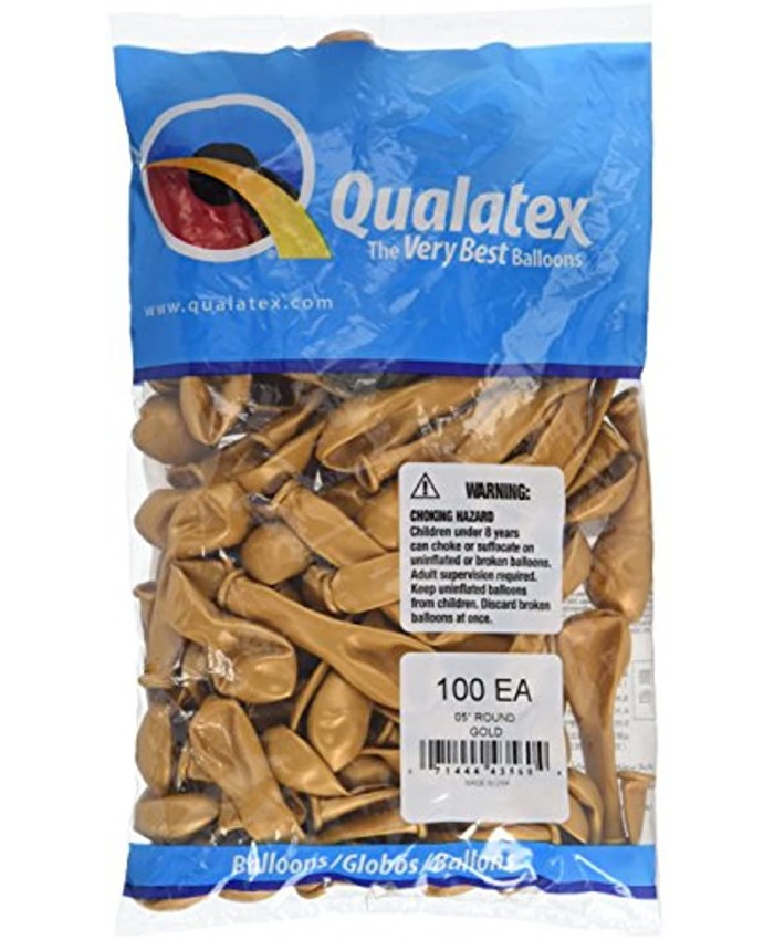 Qualatex 5" Metallic Gold Latex Balloons 100ct