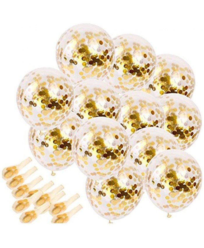 SINKSONS 20 Pieces Gold Confetti Balloons 12 Inches Party Balloons With Golden Paper Confetti Dots For Party Decorations Wedding Decorations And Proposal Gold