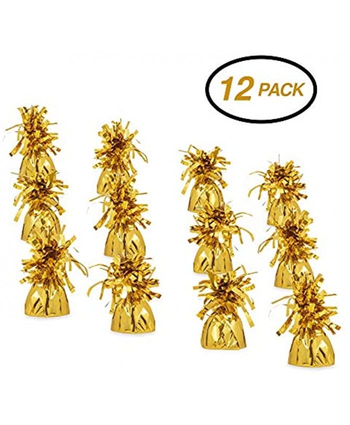 SRENTA 5.5" Gold Metallic Wrapped Balloon Weights for Birthday Party Decoration Pack of 12