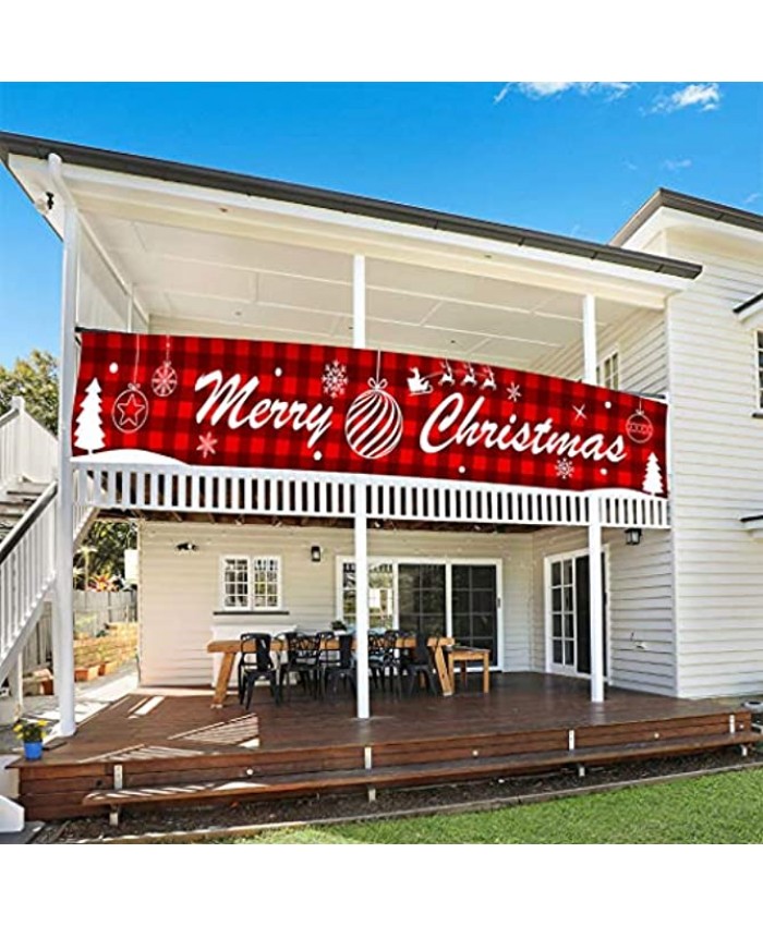 DSDecor Merry Christmas Banner Large Xmas Porch Sign Banners Poster Indoor Outdoor Holiday Party Hanging Decorations Style 1 10ft x 20inch