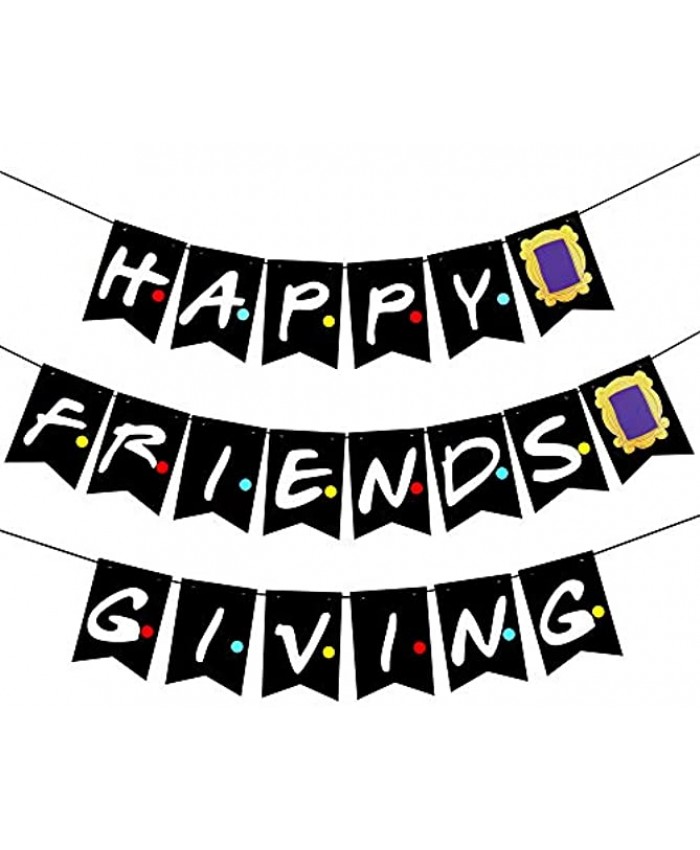 Friendsgiving Party Decorations- Happy Friendsgiving Banner Black- Friendsgiving Decorations Thanksgiving Garland Friendsgiving Supplies for Party Home Office Mantel