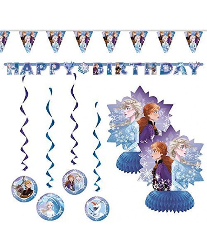 Frozen 2 Children’s Birthday Party Decorations Includes 7 Piece Decoration Kit and 1 Large Jointed “Happy Birthday” Banner