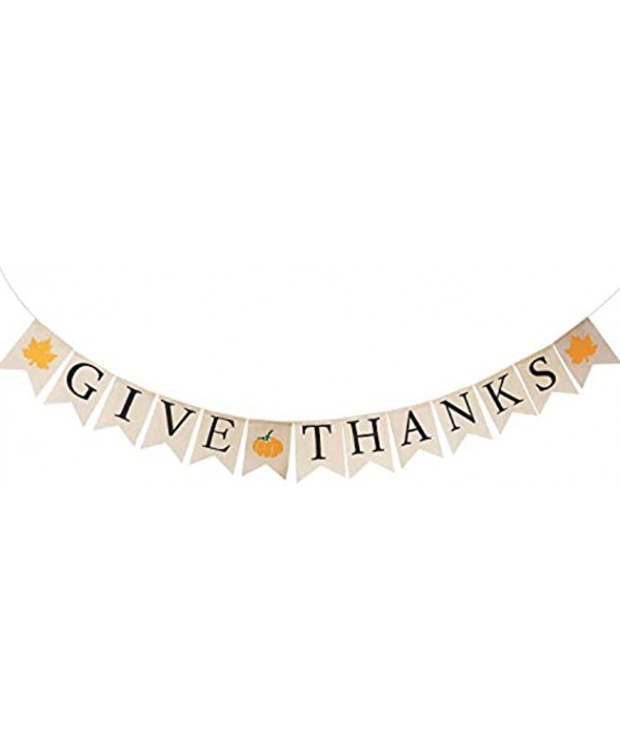 Lulu Home Fall Festive Banner 6.6 FT Burlap Give Thanks Banner Harvest Banner Decorations Fall Party Decor Autumn Sign