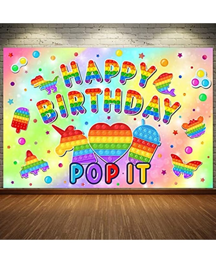 Pop Toy Backdrop 5x3Ft Sensory Pop Game Birthday Party Decorations for Kid Party Supplies Happy Birthday Banner Game theme Party Decorations Photography Background