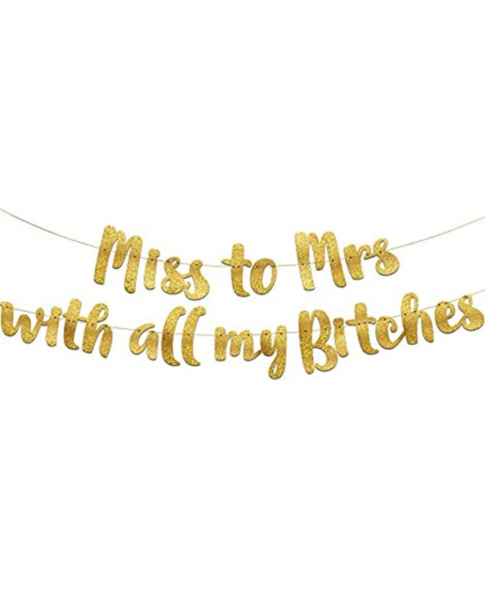 Sterling James Co. Miss to Mrs Classy & Sassy Bachelorette Gold Glitter Banner Bachelorette Party Decorations Favors and Supplies