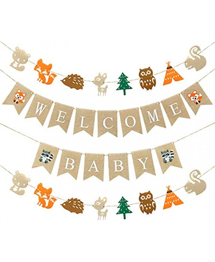 Woodlands Baby Shower Decorations Woodland Boy Baby Shower Banners 1 Welcome Little Baby Banner 2 Woodland Creatures Banners Deer Forest Animal Friends Garland Baby Shower Birthday Party Decor