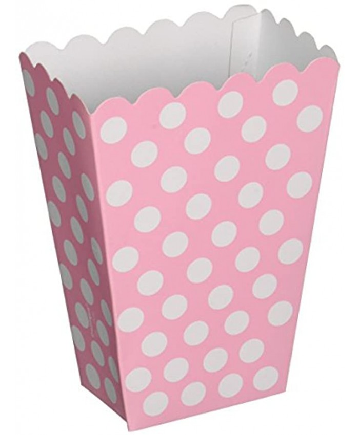 Light Pink Polka Dot Popcorn Treat Boxes 8ct
