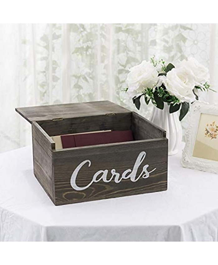 MyGift Vintage Gray Solid Wood Wedding Card Holder with Hinged Lid