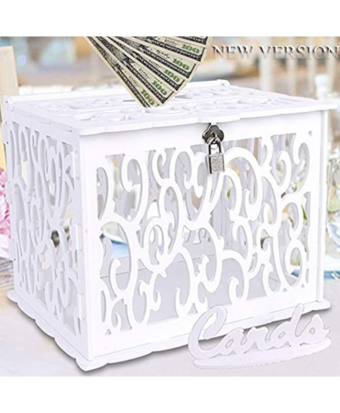 OurWarm DIY White Wedding Card Box with Lock PVC Card Box Graduation Card Box Perfect for Weddings Baby Showers Birthdays Bridal or Baby Showers