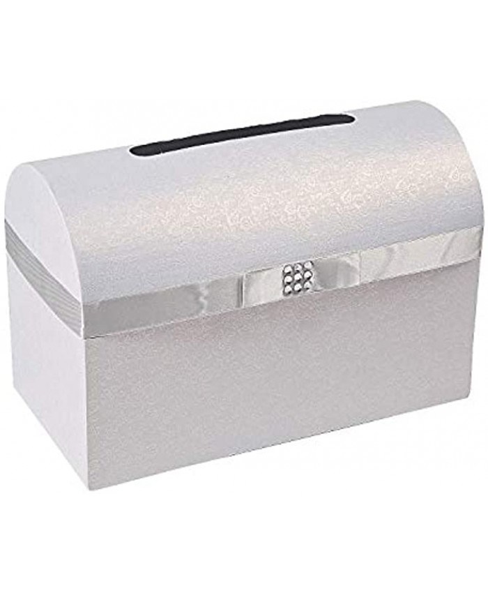 Silver Wedding Card Box with Bow Classic style with elegant ribbon Reception Gift Holder