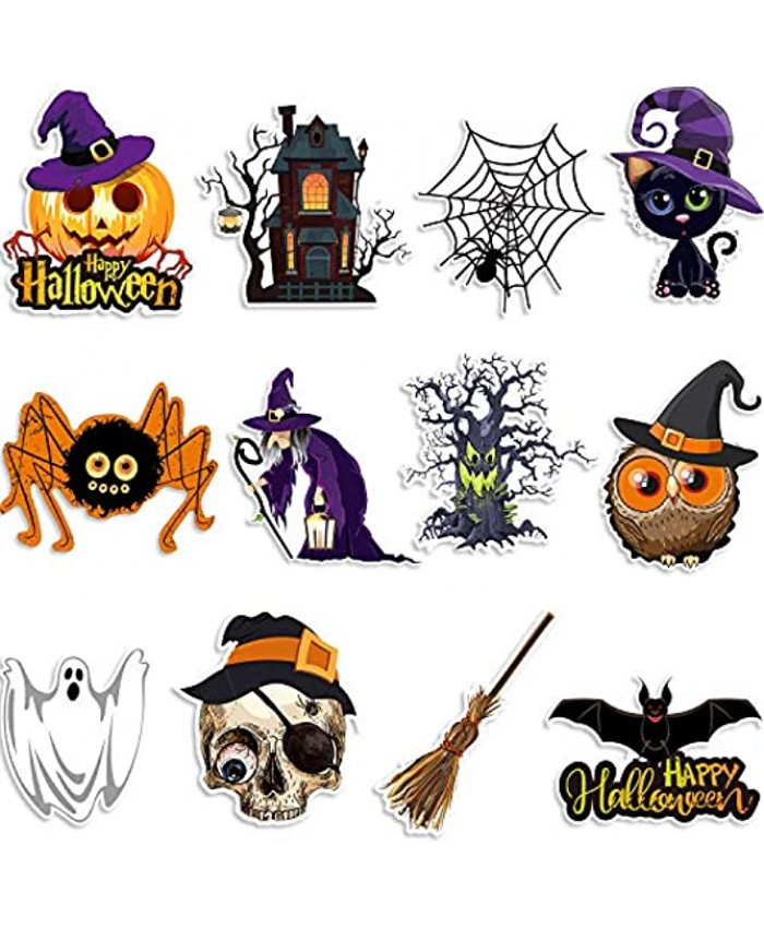 12 Pieces Halloween Cutouts Pumpkin Bat Spider Witch Ghost Halloween Party Decoration Poster Cute Style