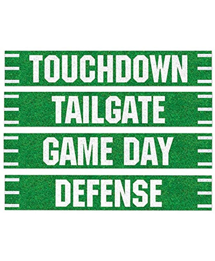 Beistle 4 Piece Game Day Street Sign Cut Outs Sports Birthday Football Theme Party Decorations 4 by 24-Inch Green White