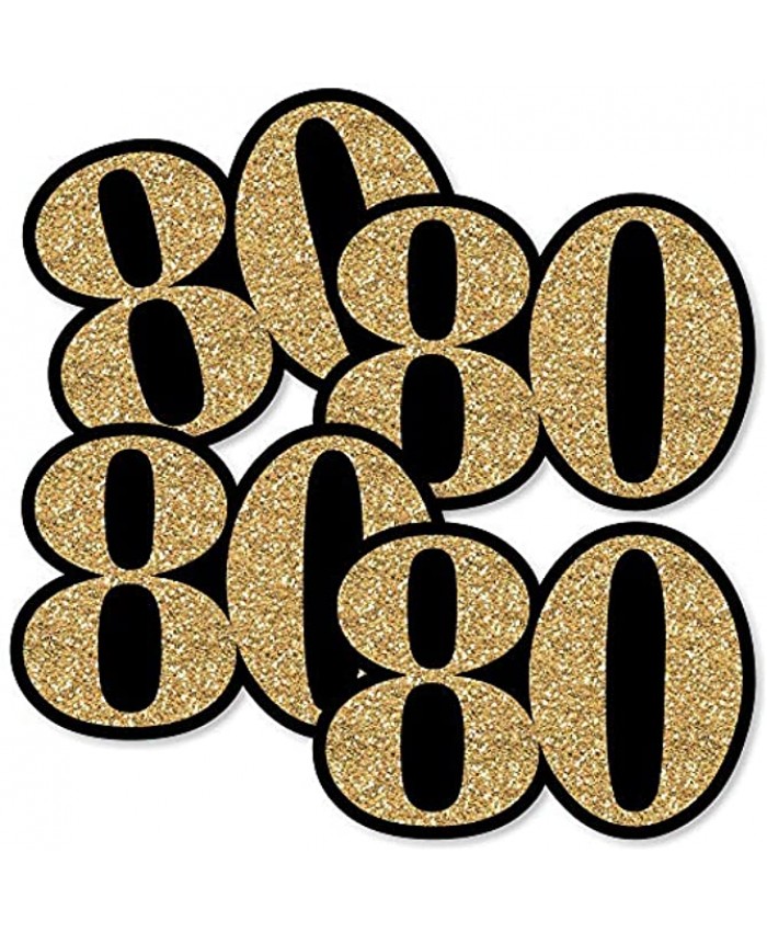 Big Dot of Happiness Adult 80th Birthday Gold Decorations DIY Party Essentials Set of 20