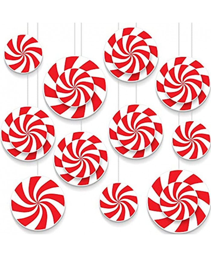Blulu 18 Pieces Peppermint Cutouts Candy Wall Cut Outs for Christmas Party Home Decoration Supplies