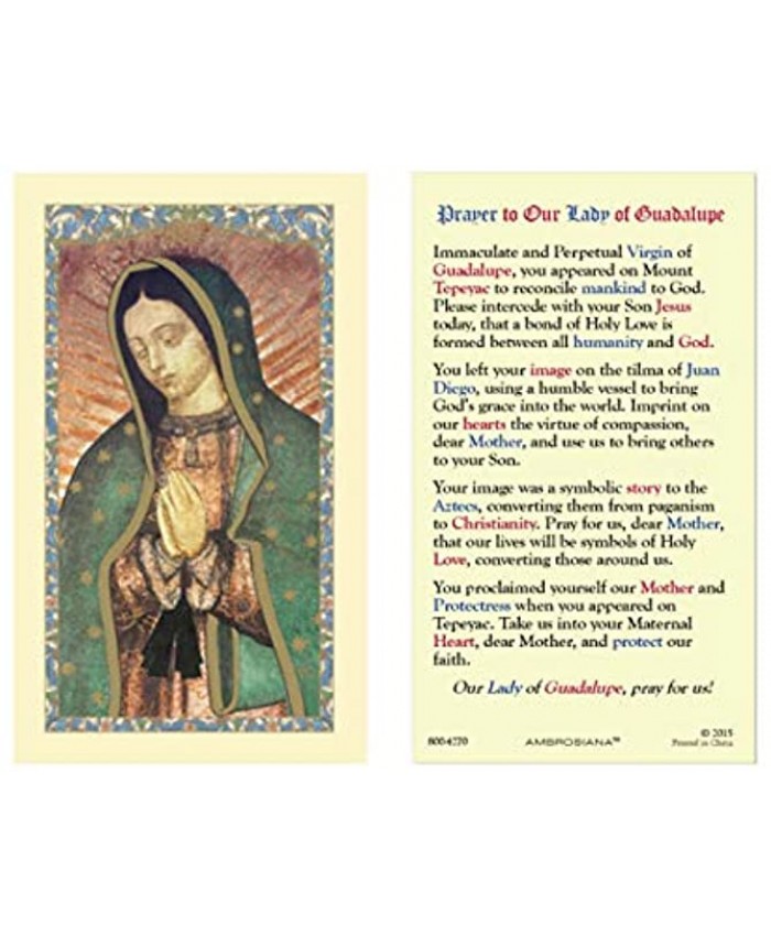 H HOLLY LINES Our Lady of Guadalupe Laminated Holy Cards Set of Five