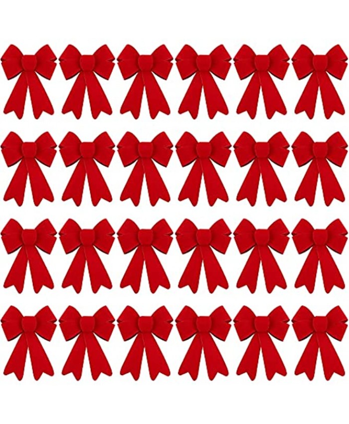 MCEAST 24 Pieces Mini PVC Christmas Bows 6.2 x 4.7 Inches Tabletop Christmas Tree Bows Ornaments Xmas Holiday Bows Bows Decoration for Christmas Home Party Decoration