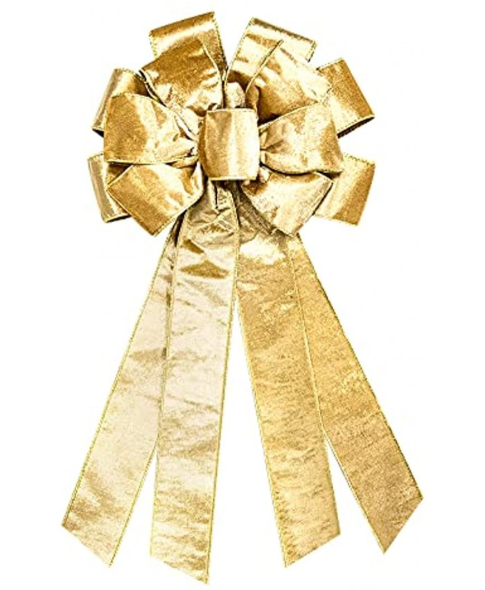 On-Airstore Large Christmas Wreath Bows Christmas Gold Gliter Ribbon Bows for Wreaths Large Tree Topper Bows for Christmas Home Garden Indoor Outdoor Decoration Wreath Ornament Supplies
