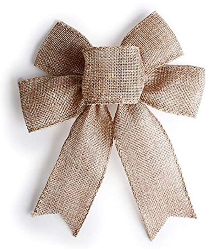 Samanter Rustic Jute Bows Burlap Wreaths Bows Christmas Tree Topper for Wedding Holiday Birthday Party Decoration 6 inch