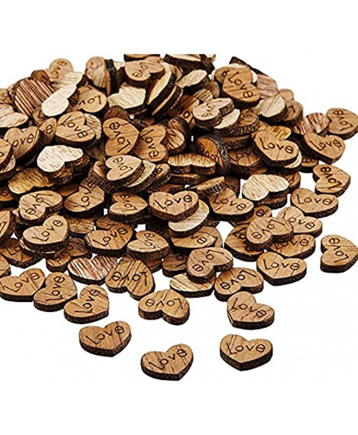 700 Pieces Wooden Love Heart Wooden Hearts Wedding Table Decor Decoration Rustic Wooden Love Heart Centerpieces Heart Decor for DIY Craft Manual Patch Autumn Fall Thanksgiving Wedding Table Decoration