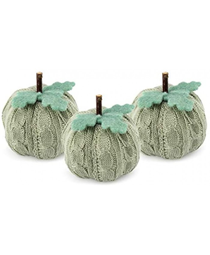 AuldHome Sweater Pumpkins Set of 3 Gray; Fall Thanksgiving Table Topper Seasonal Decor for Centerpieces Shelf Decor Home and Office