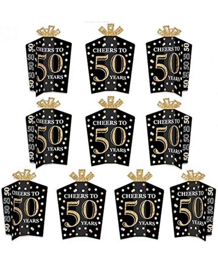 Big Dot of Happiness Adult 50th Birthday Gold Table Decorations Birthday Party Fold and Flare Centerpieces 10 Count
