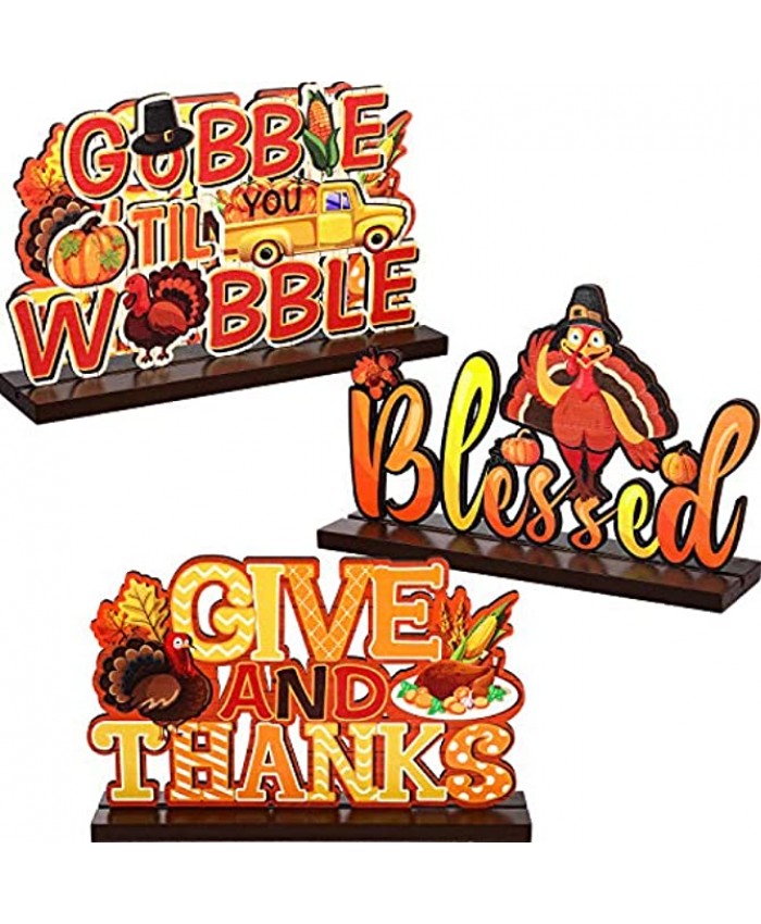 Happy Thanksgiving Sign Thanksgiving Decorations for Table Thanksgiving Table Centerpieces Turkey Decors Pumpkin Signs for Harvest Give and Thanks Wooden Happy Fall Maple 7.87 x 4.72 Inch