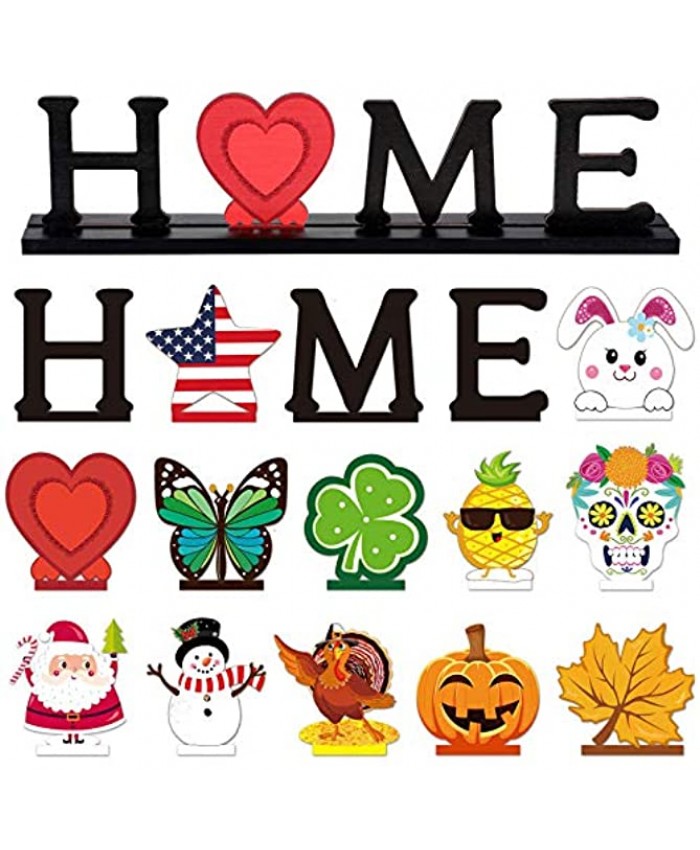Home Table Decoration Set with 12 Pieces Wooden Decorative Sign Home Letter Sign Christmas Table Centerpiece Christmast Wooden Sign for Merry Christmas Decor Dinner Table Topper Home Room