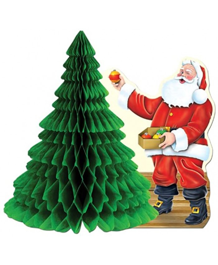 Santa w Tissue Tree Centerpiece Party Accessory 1 count 1 Pkg