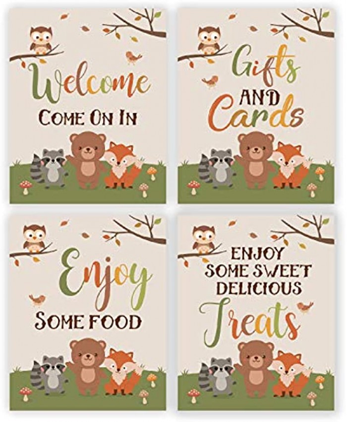 Woodland Baby Shower Table Decorations Signs Woodland Baby Shower Decorations for Boy Girl Baby Shower Centerpieces for Tables 4 Table Signs 8X10 Inch [Unframed]