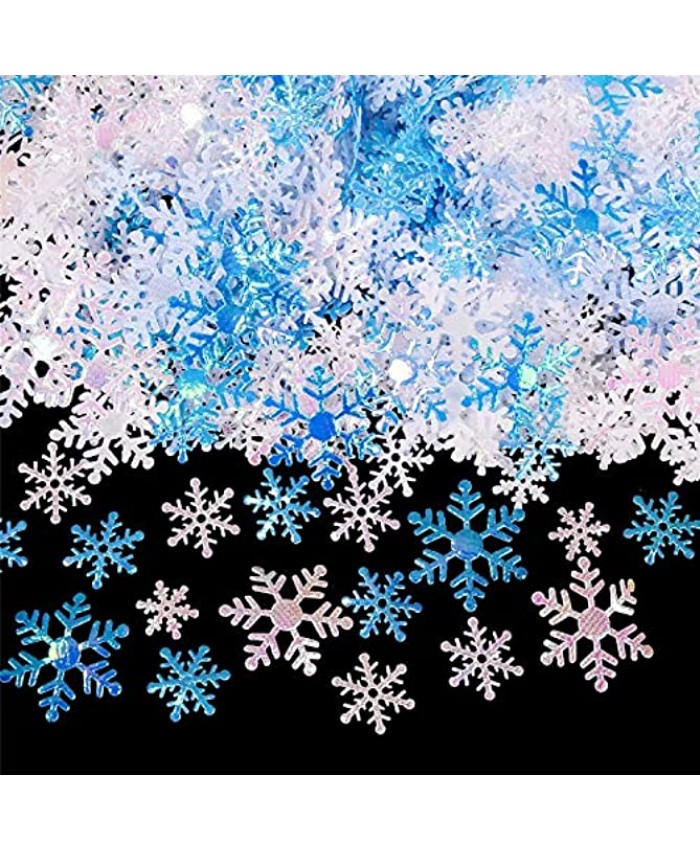 1600 Piece Christmas Snowflake Confetti White Blue Sequin Snowflake Confetti for Birthday Party Wedding Christmas Party Decoration
