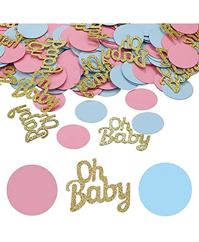 440 Pieces Glitter Gender Reveal Paper Confetti Round Paper Confetti Pink Blue Table Confetti Gold Letter Confetti Double Side Print Party Confetti for Baby Shower Gender Reveal Party Decorations