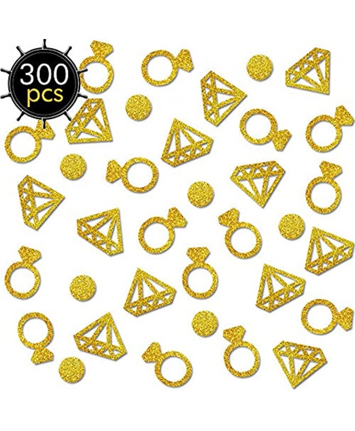 Gold Confetti300Pcs Diamond ring confetti Glitter Confetti Wedding Table Decoration Party Table Confetti Bridal Shower Engagement party hen party decor Table Scatter Valentines Day Baby Shower