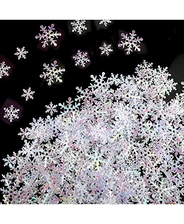 Konsait 300pcs Christmas Snowflake Confetti Decoration Shimmer Snowflakes Cake Table Confetti for Xmas Party Decor Accessories Winter Wedding Happy New Year Arts Crafts Party Decoration Supplies