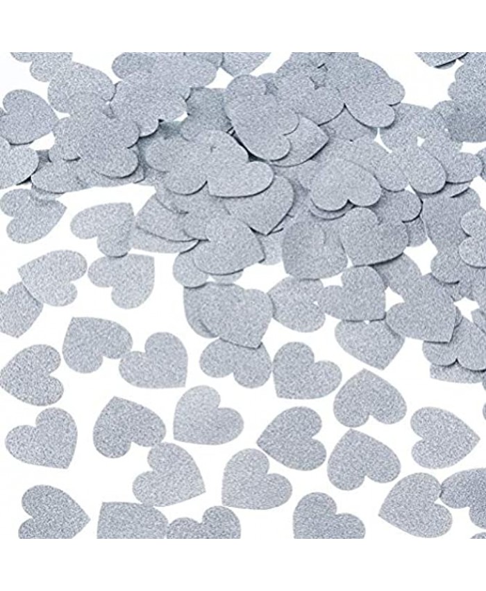MOWO Glitter Heart Paper Confetti Circles Wedding Party Decor and Table Decor 1.2’’ in Diameter Silver Glitter,200pc