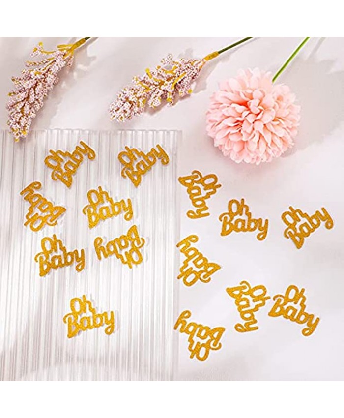 Sherr 100 Pieces Baby Confetti Decors Gold Glitter Baby Table Confetti Cute Little Baby Shower Confetti Sprinkle for Gender Reveal Baby Shower Birthday Party Decoration Supplies