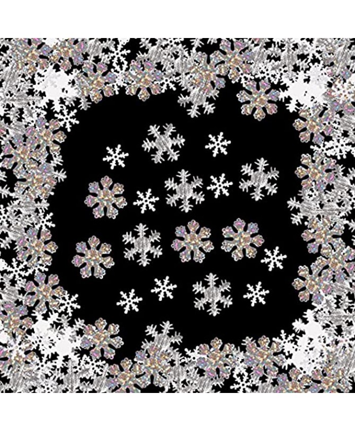 wexpw Christmas Snowflake Confetti Decoration 400pcs Glitter Iridescent Silver White Snowflakes Confetti Shimmer Winter Confetti for Winter Christmas Wedding Birthday Holiday Party