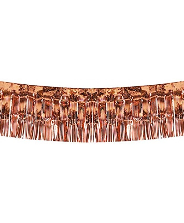 10 Feet by 15 Inch Rose Gold Foil Fringe Garland Shiny Metallic Tinsel Banner Ideal for Parade Floats Bridal Shower Bachelorette Wedding Birthday Christmas Wall Ceiling Hanging Fringe Drapes