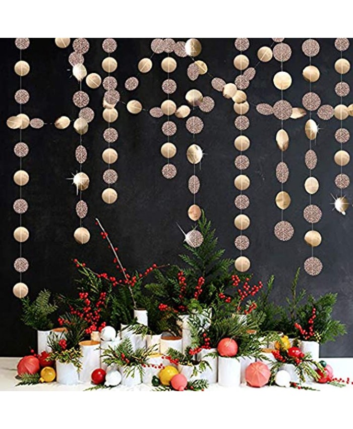 6 Pack Circle Dots Garland Champagne Gold Party Decorations Paper Garland Party Streamers Bunting Backdrop Hanging Decor Banner,Party Decor Banner Totally 78 Ft