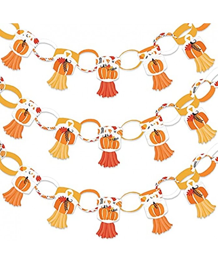 Big Dot of Happiness Fall Pumpkin 90 Chain Links and 30 Paper Tassels Decoration Kit Halloween or Thanksgiving Party Paper Chains Garland 21 feet