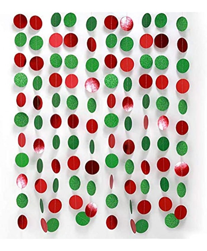 Decor365 Green and Red Circle Dots Garland Kit for Xmas Party Hanging Decoration Streamers Flag Banner Christmas Tree Garlands for New Year Eve Celebration Birthday Wedding Baby Shower Holiday Decor