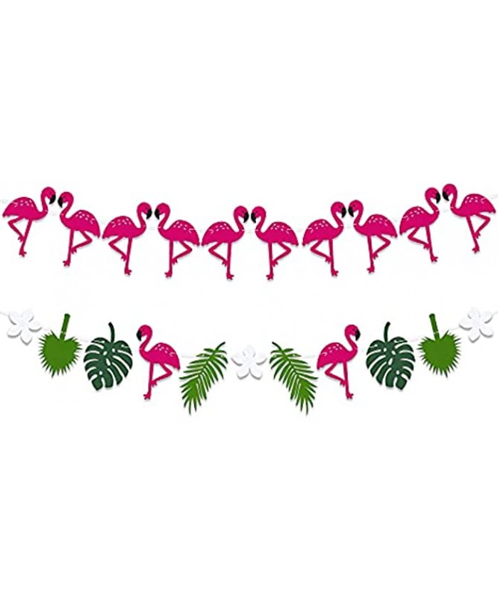Felt Flamingo Garland for Flamingo Party Decorations 2 Strings No DIY | Flamingo Banner for Flamingo Birthday Decor | Flamingo Party Supplies | Flamingo Decorations for Bachelorette Baby Shower