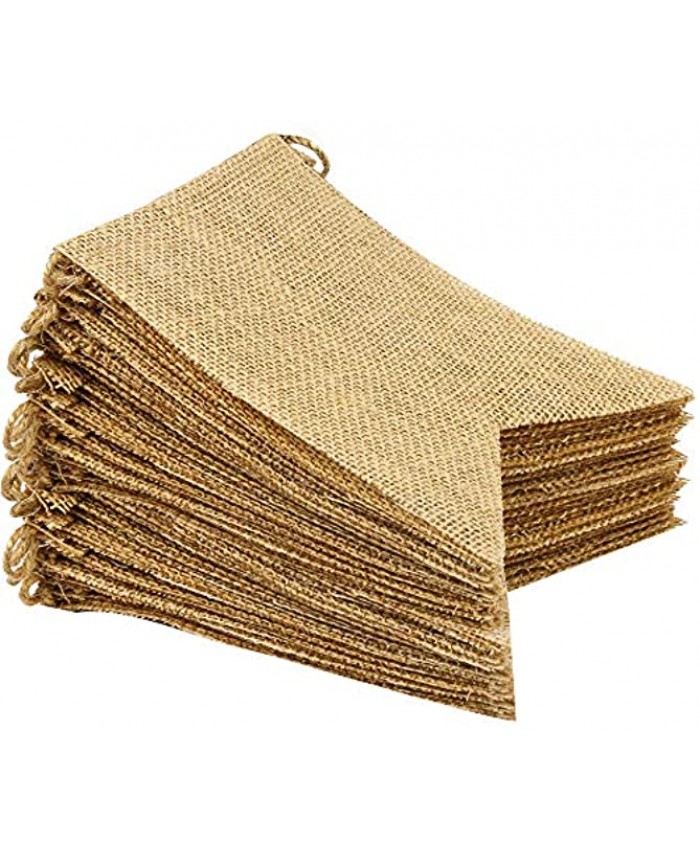 LEOBRO 48 Pcs Burlap Banner 30 Ft Swallowtail Flag DIY Decoration for Holidays Wedding Camping Party and Any Occasion Shipping by FBA